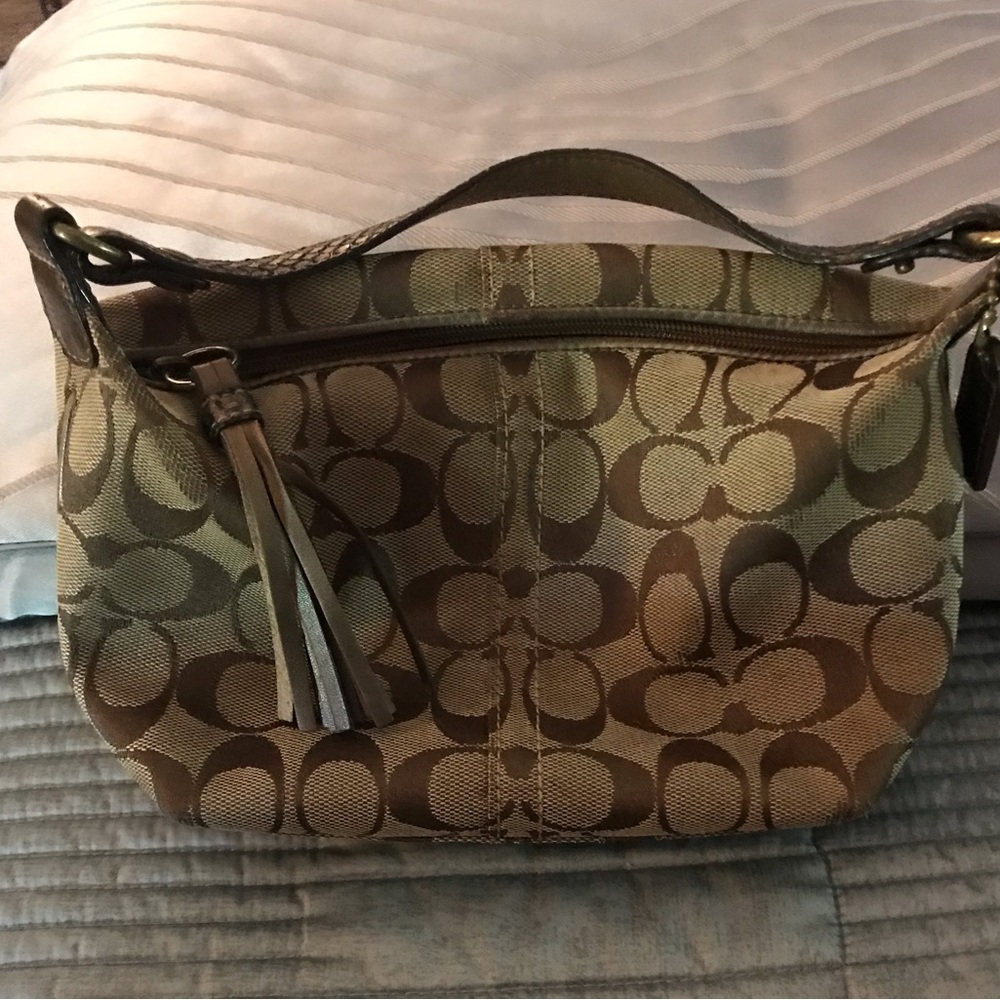 Coach Mini tan/ brown with C signature purse